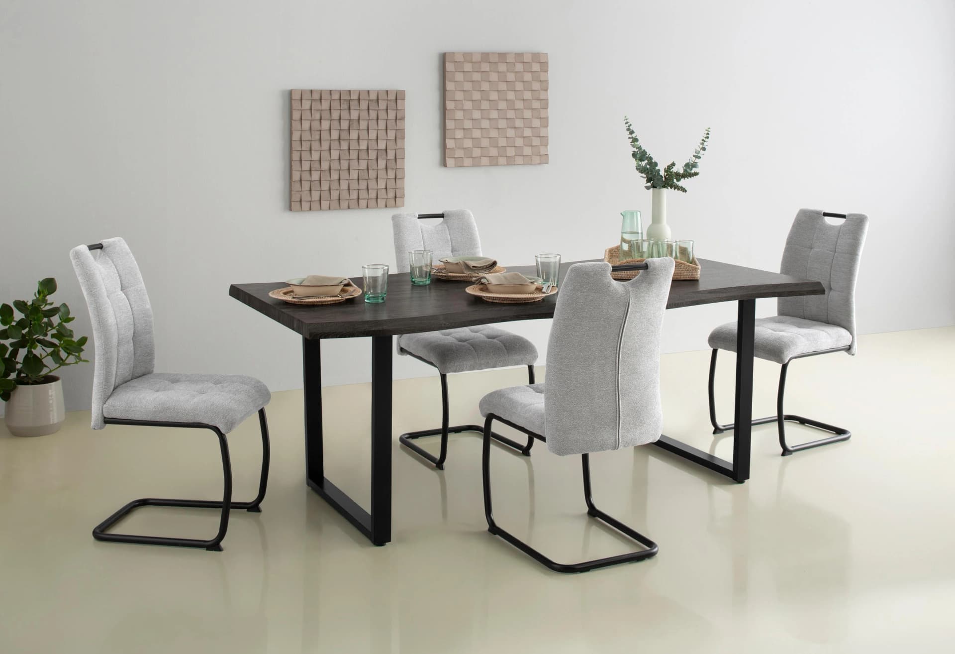 HELA Esstisch GISELLE Grau Schwarz Kufengestell Industrial Design