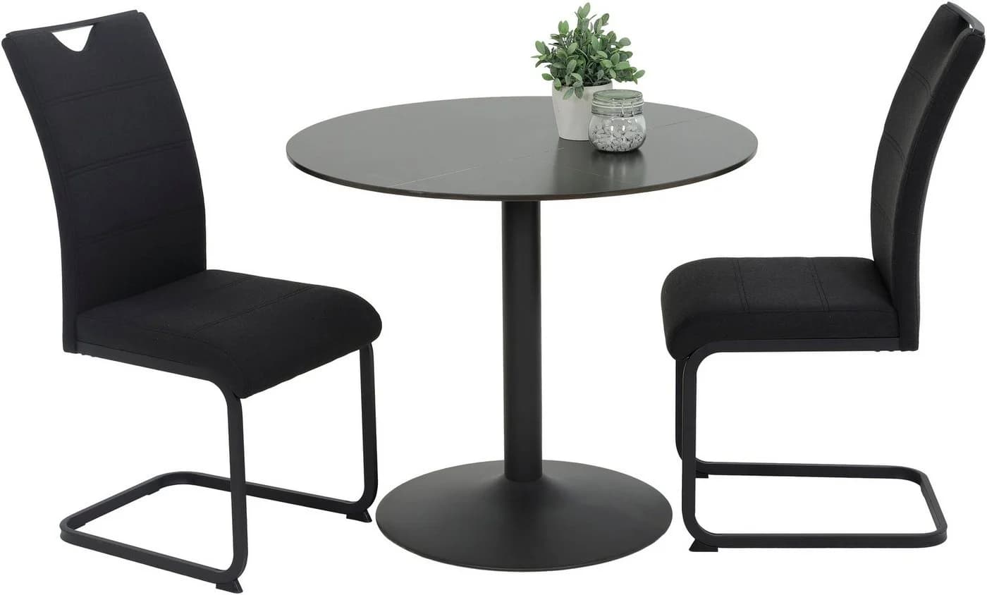HELA Bistrotisch PAOLA rund Schwarz Marmoroptik Metallgestell