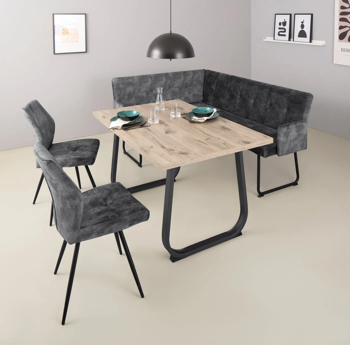 Esszimmerstuhl HELA JANINA Vintage Anthrazit Schwarz Drehbar