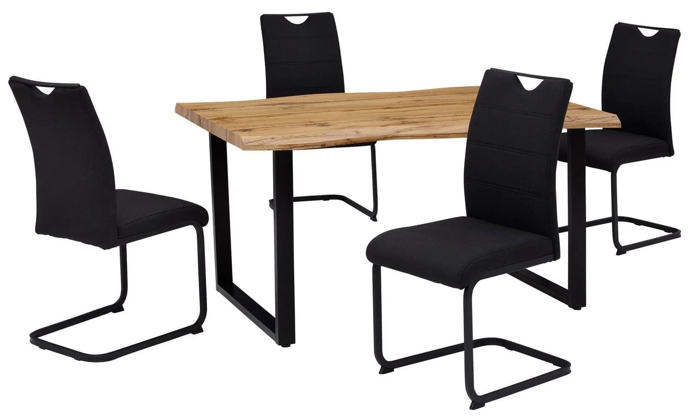 HELA Essgruppe GISELLE 5-tlg. Wildeiche/Schwarz Metall