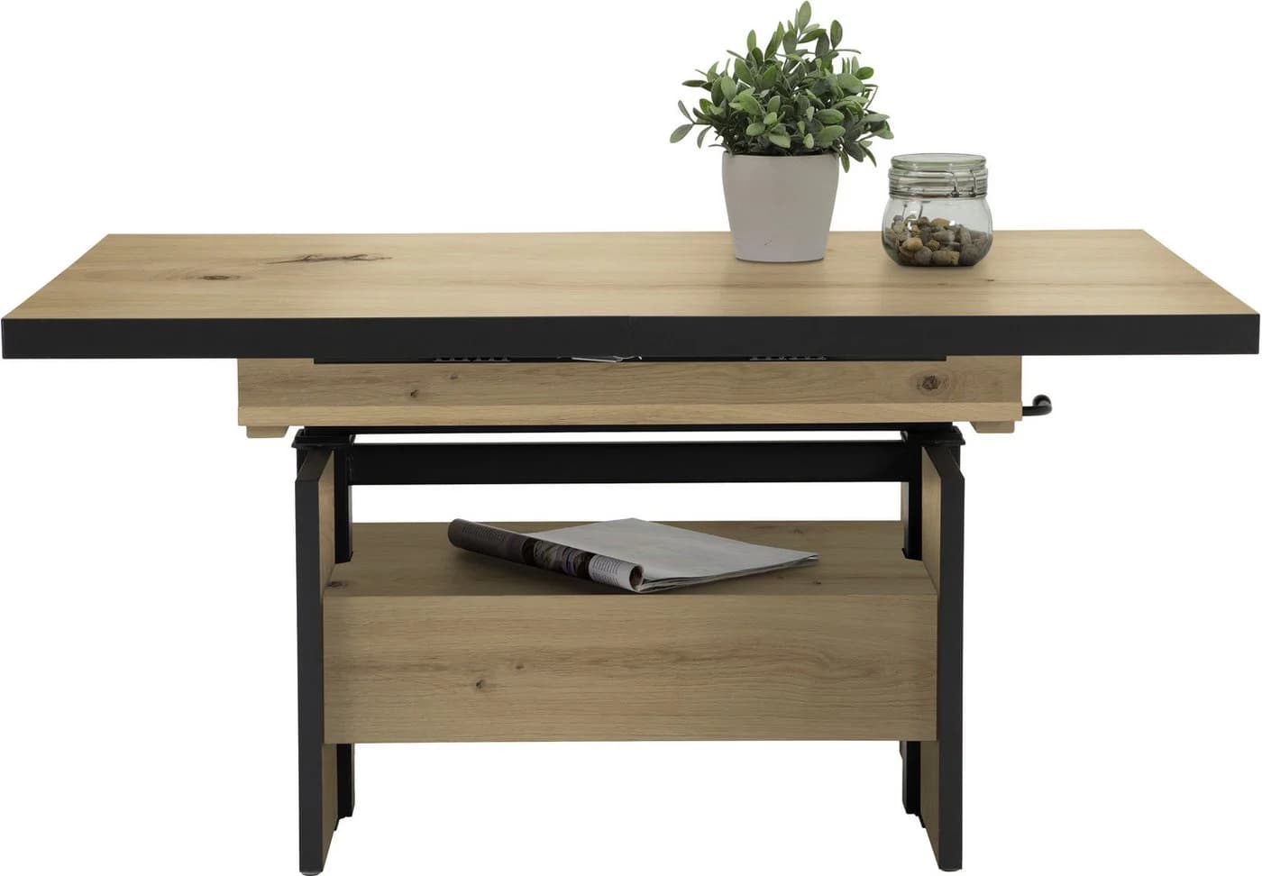 HELA Couchtisch Noah ausziehbar höhenverstellbar Vintage Braun/Schwarz