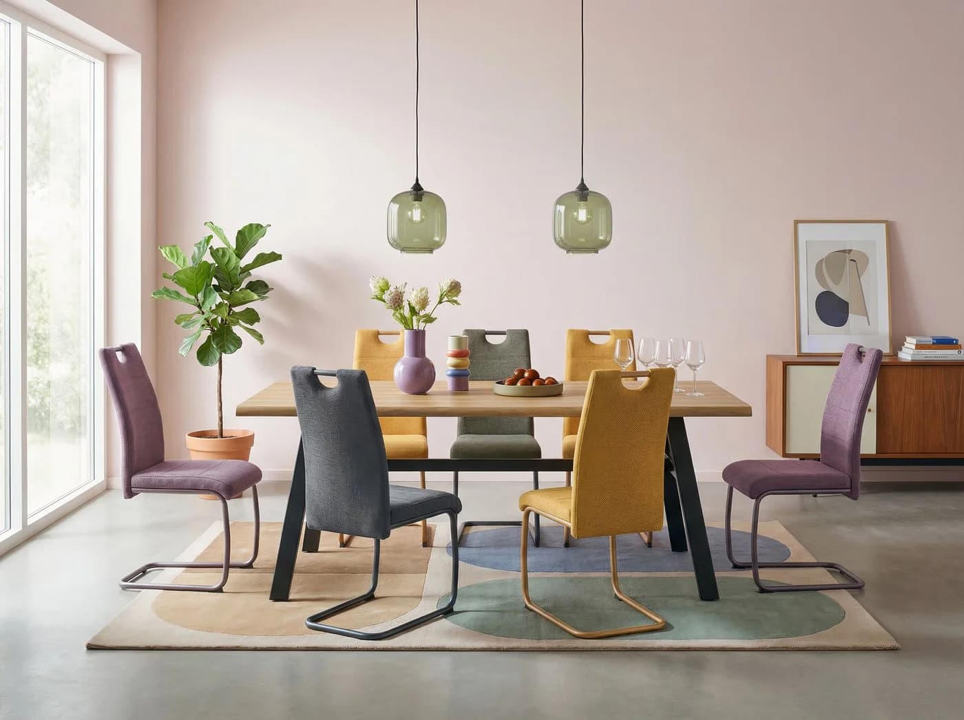 HELA Freischwinger FLORENZ 4er Set Violett gepolstert mit Griff
