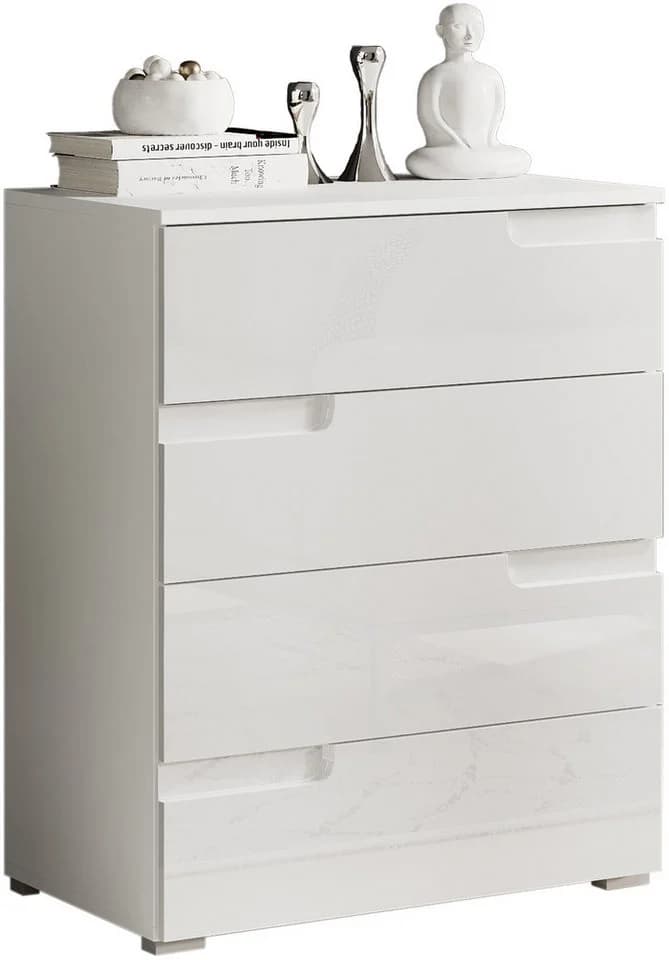 HBZ Kommode Spice Weiß Hochglanz 4 Schubkästen