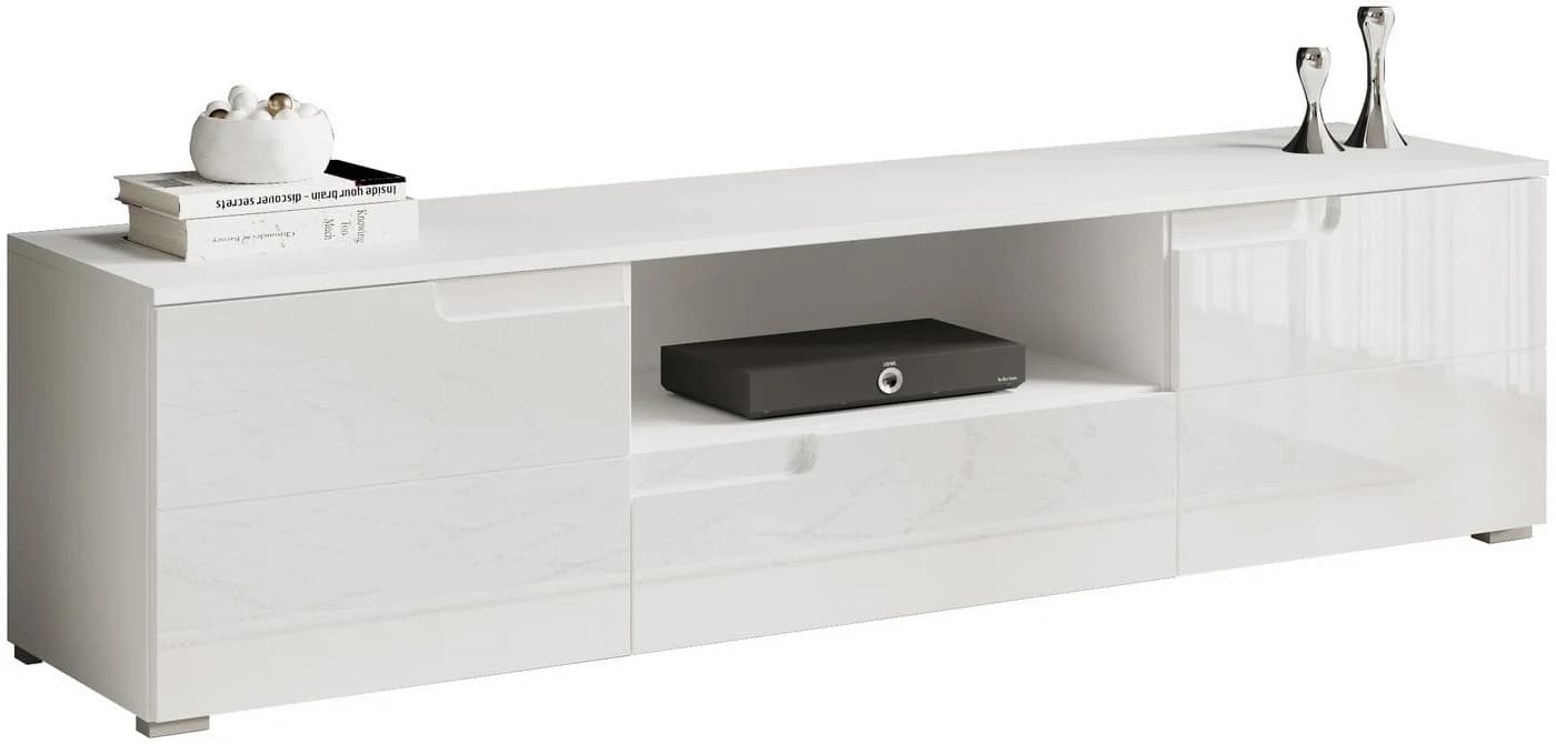 Carryhome Lowboard Spice Weiß Hochglanz Holzwerkstoff