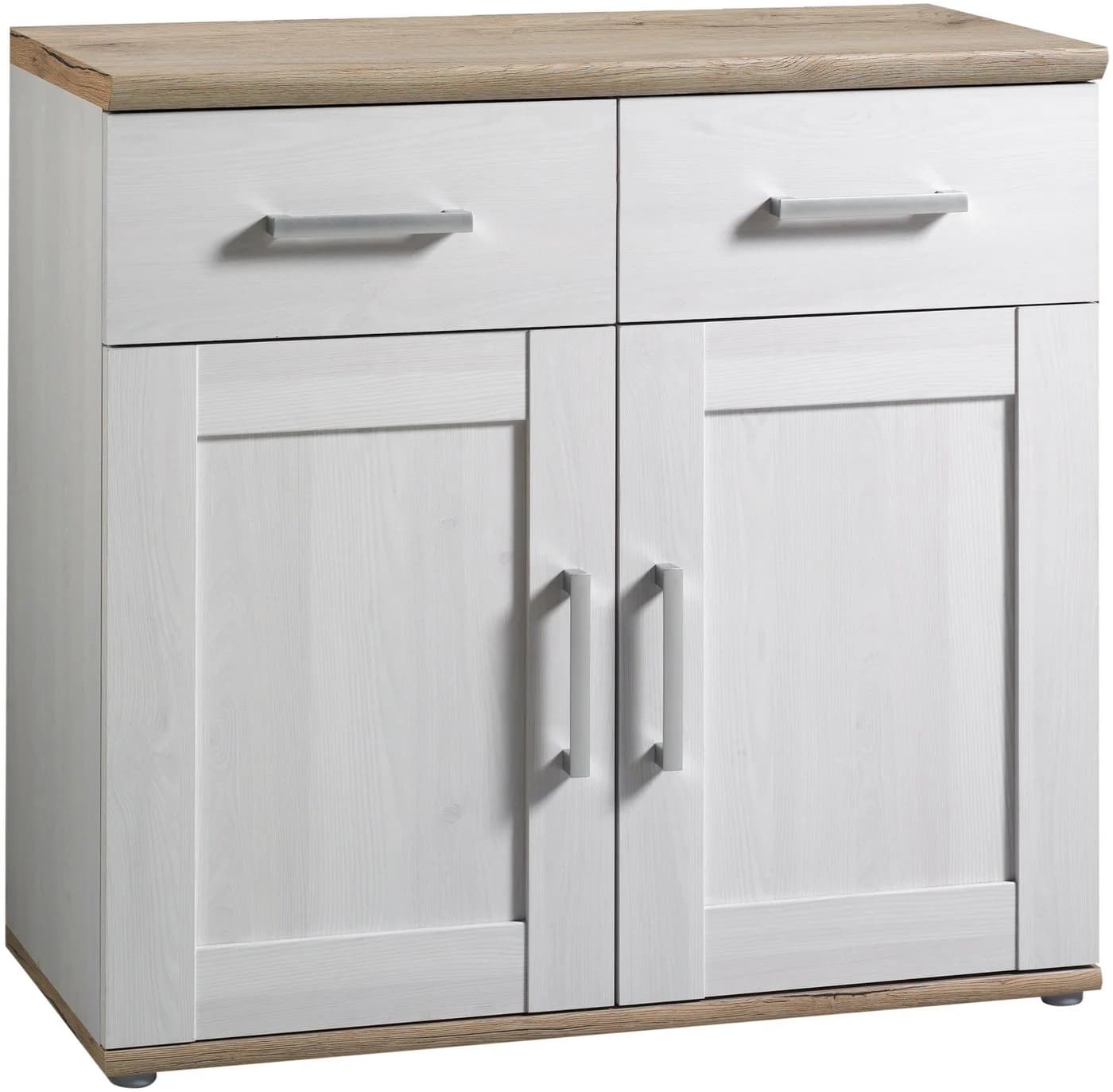 Xora Kommode Landhausstil Weiß Braun 2 Türen 2 Schubladen