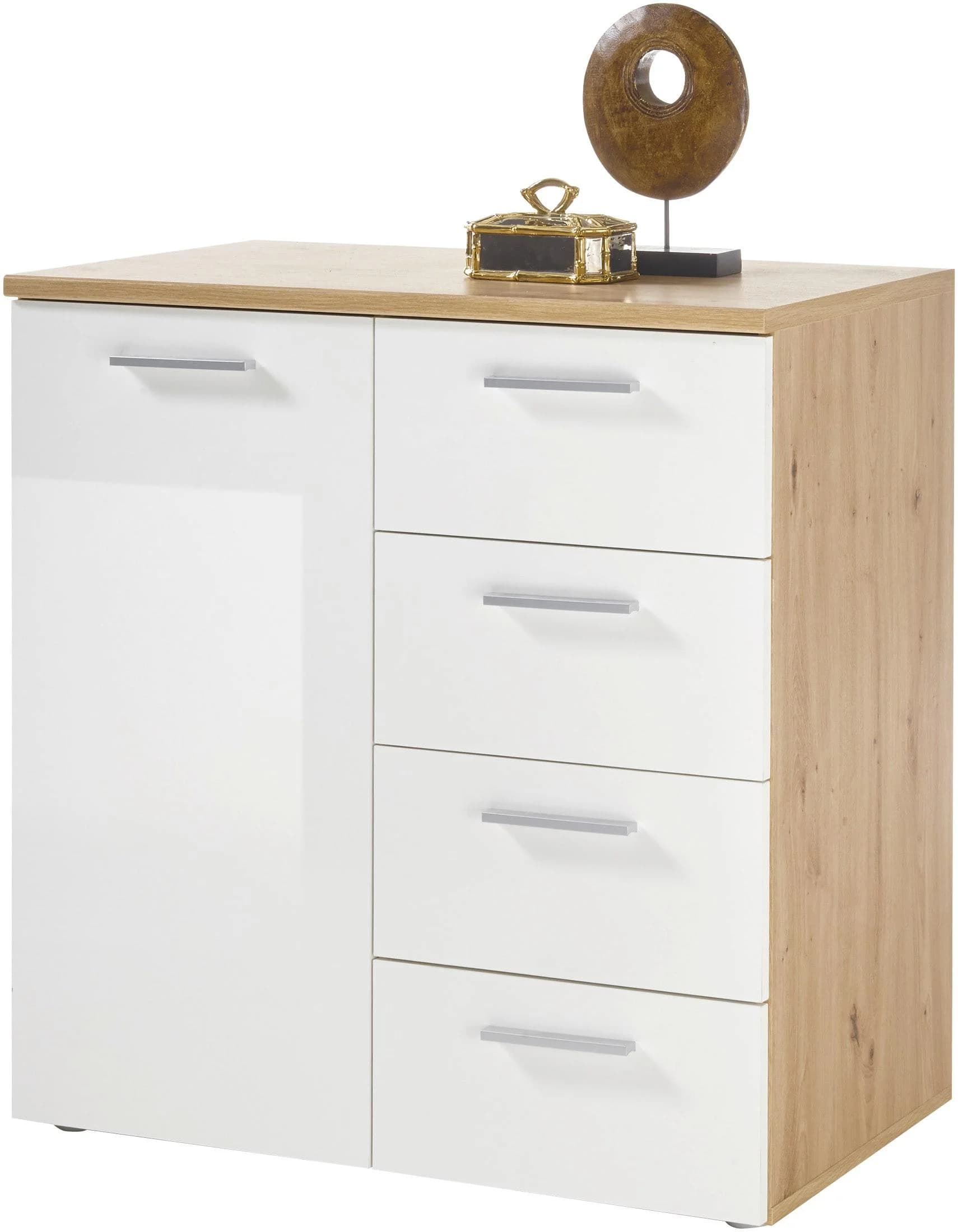 HBZ Kommode Pablo Weiß Glanz 80x84x50 cm Holzwerkstoff