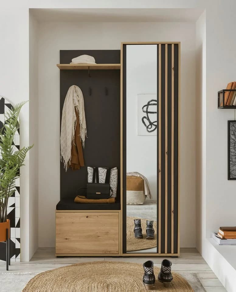 HBZ Volano Kompaktgarderobe Schwarz Eiche Artisan mit Softclose