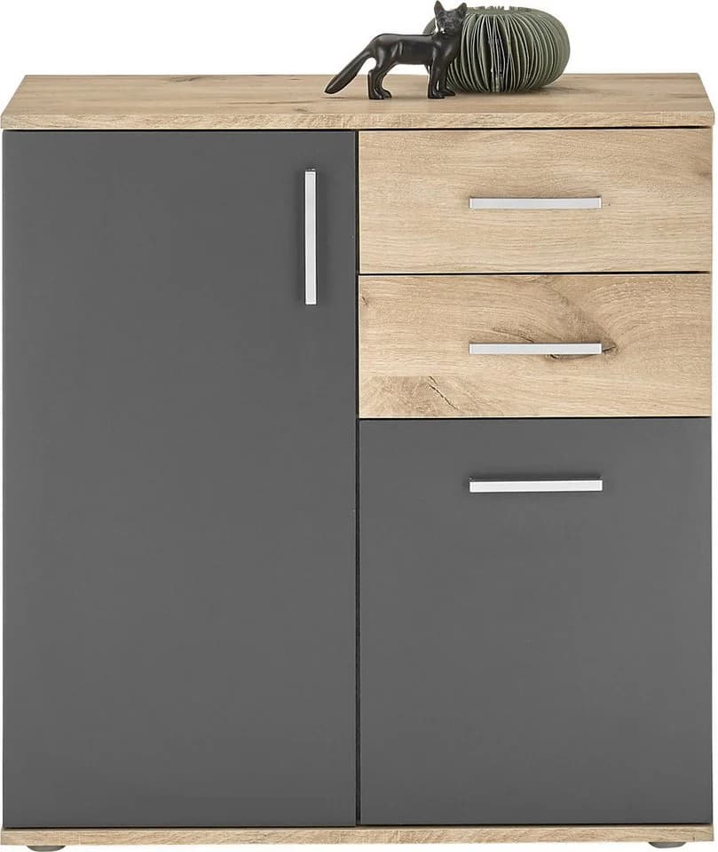 Bega Consult Kommode BC-Drift-2 Braun Grau 2 Türen 2 Schubladen
