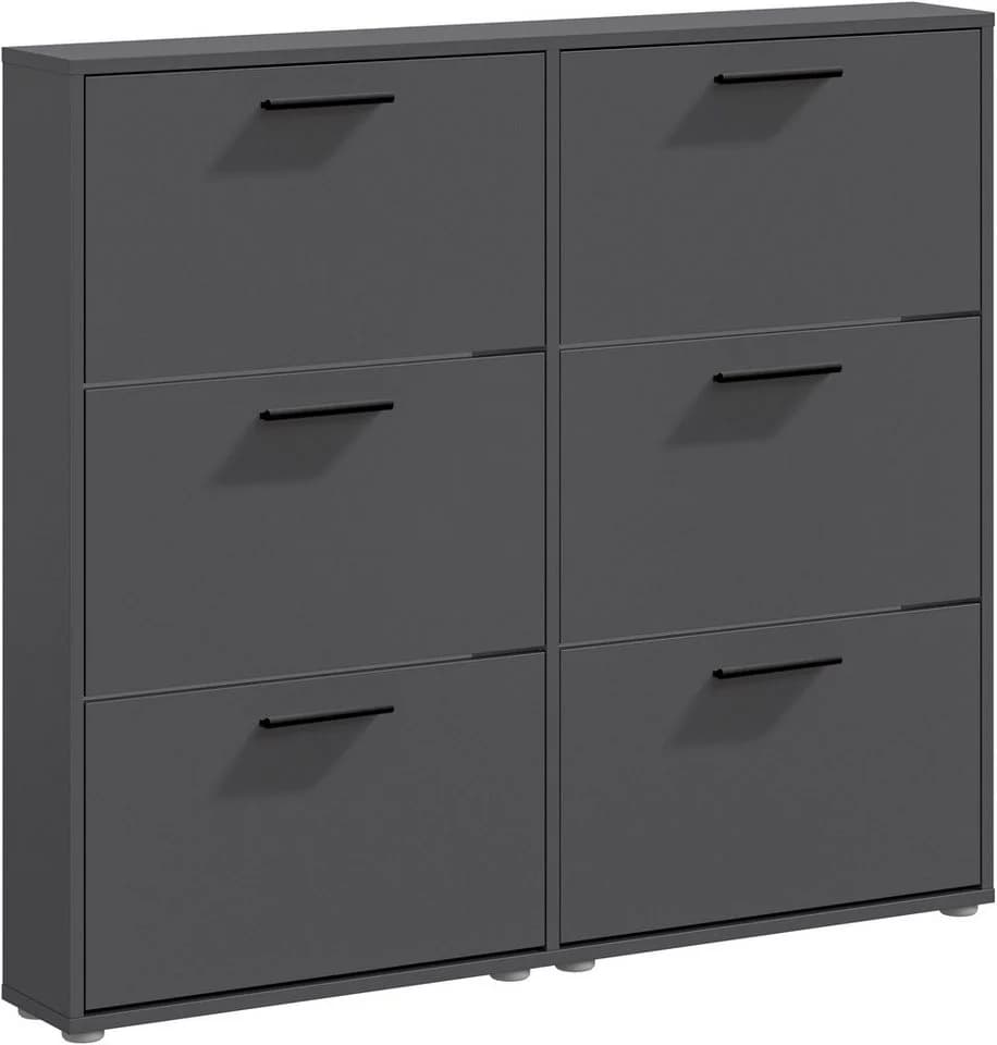 Carryhome Schuhkipper Anthrazit 6 Klappen Holzwerkstoff
