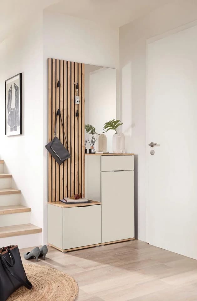 HBZ Simple Garderobe mit Spiegel und Bank kaschmir