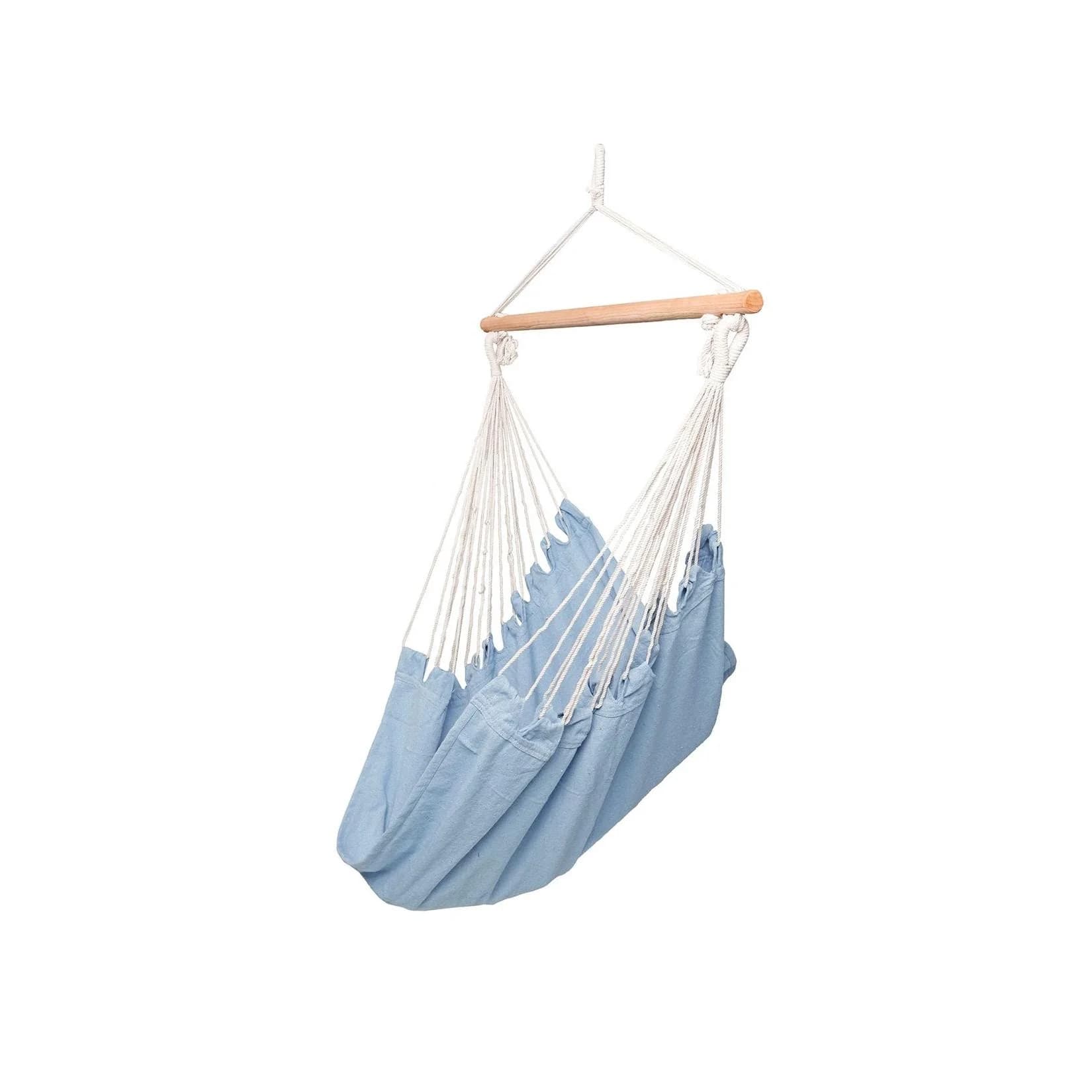 Hängesessel MC4359 Hellblau Holzrahmen Baumwoll-Polyester