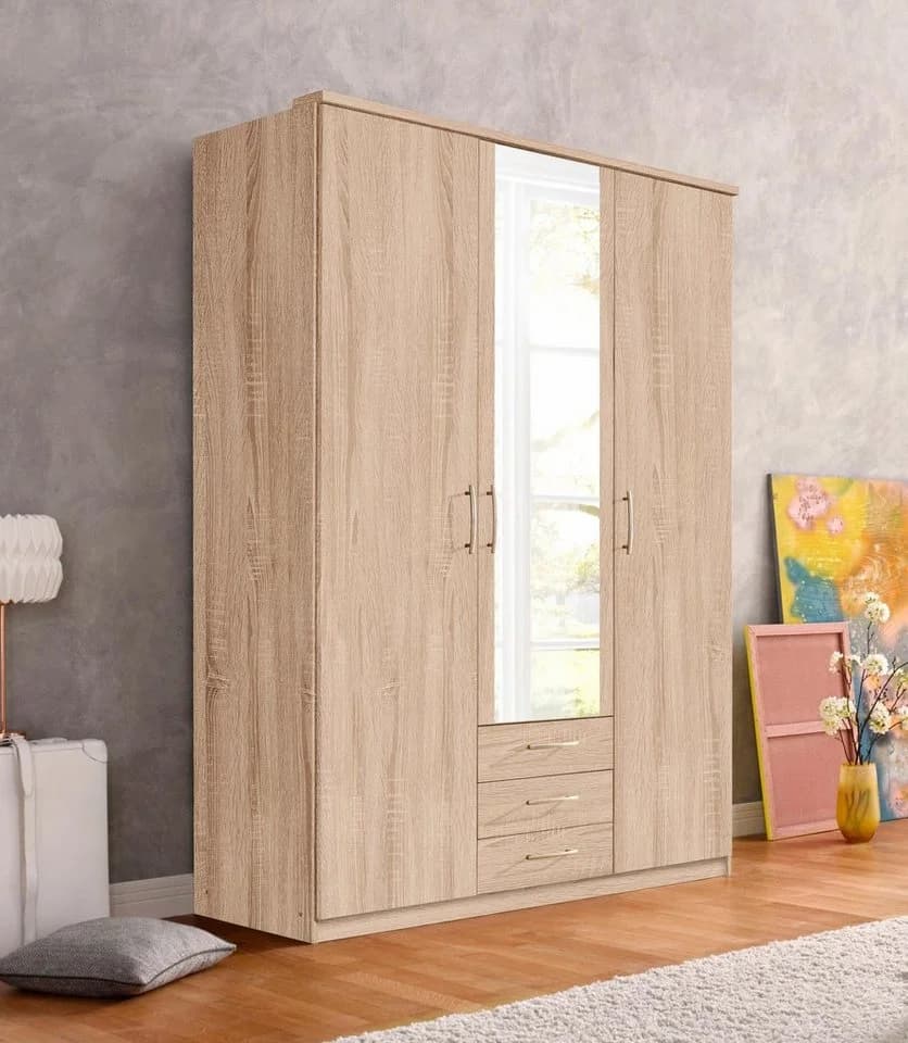 Kleiderschrank PRIESS Husum Braun 3-türig mit Schubladen