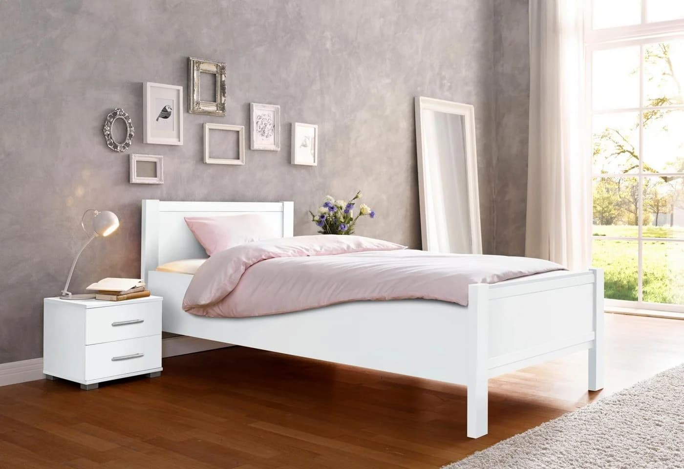 PRIESS Rahmenbett Husum Weiß 110x208 cm Jugendzimmer Bett