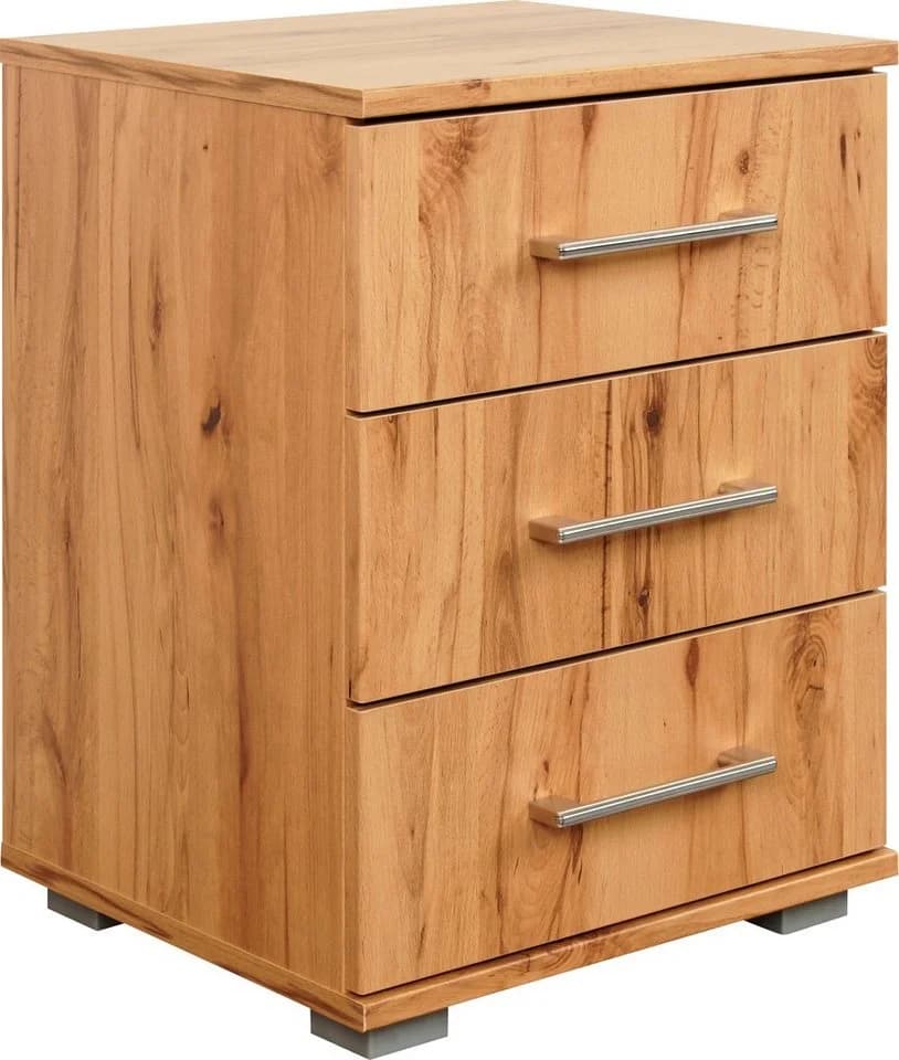 Nachtkommode PRIESS Lindau 3 Schubladen Beige Silber