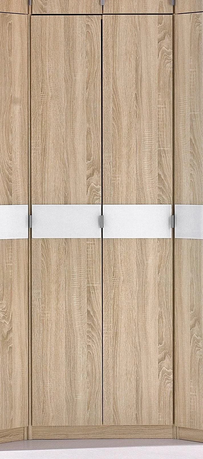 Eckkleiderschrank PRIESS Madrid Braun/Weißglas 193 cm
