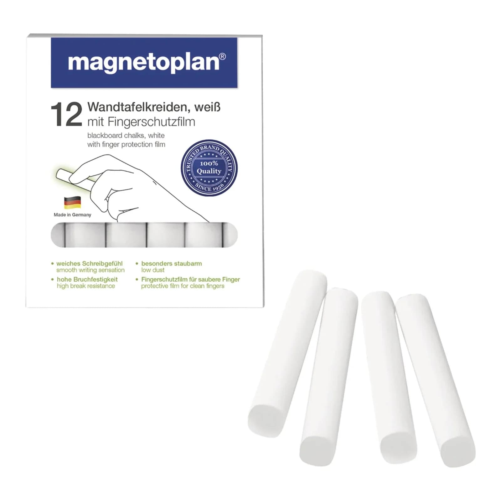 Magnetoplan Kreide weiß abgerundet VE 12