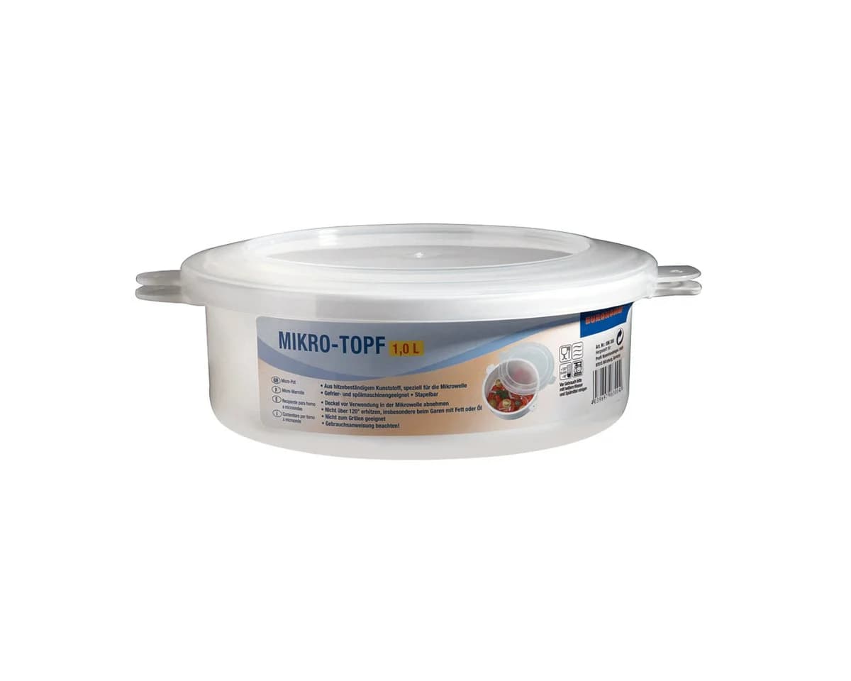 EUROHOME Mikrowellenbehälter Glas 1L Rund Transparent