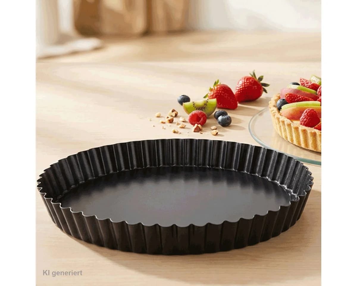 EUROHOME Backform Kuchenform rund mit Wellrand - Antihaftbeschichtung, schwarz