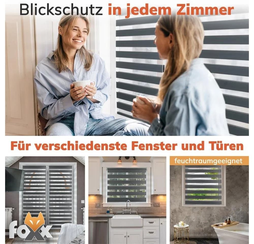 Foxx Doppelrollo Klemmfix Weiss 50x140 cm