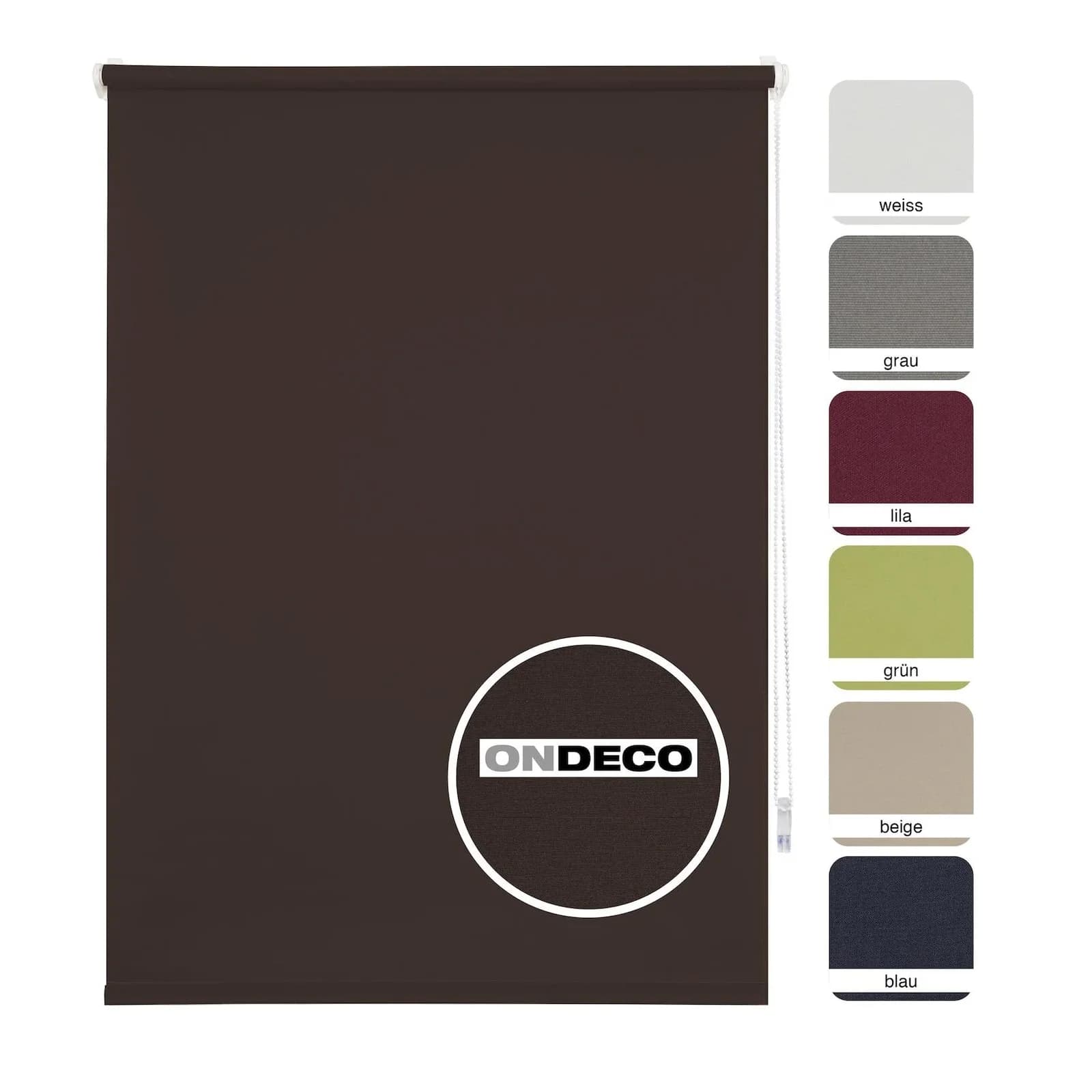 ONDECO Tageslichtrollo Win Klemmfix Braun Sichtschutz