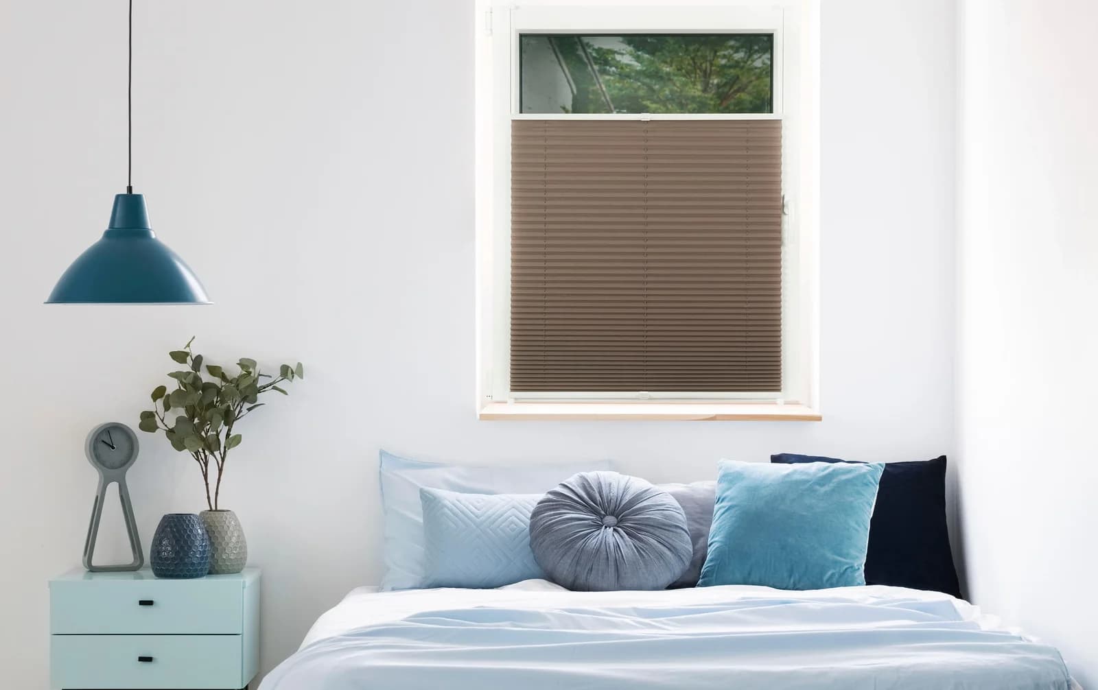 MYDECO Plissee Free Grau Weiß Sichtschutz Klemmfix
