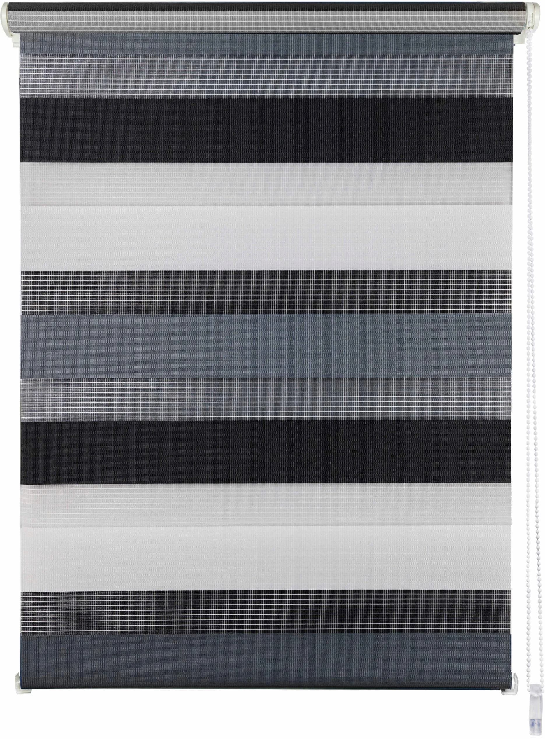 MYDECO Doppelrollo Just-Triple Grau/Weiß Klemmfix