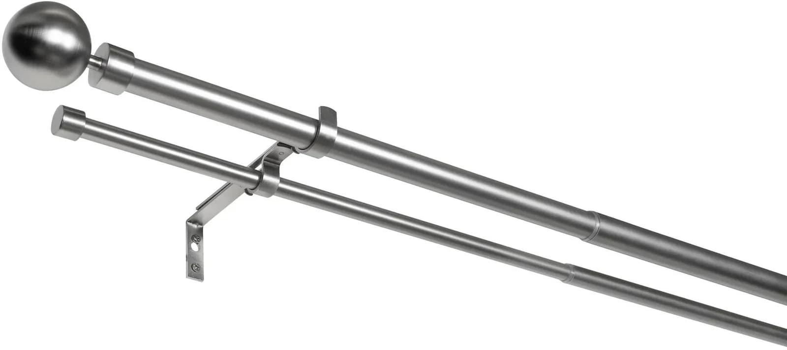 mydeco Gardinenstange ausziehbar 2-Lauf silber Edelstahl-Optik