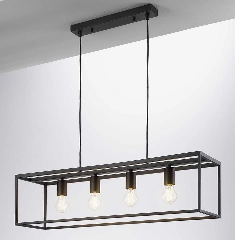 casa NOVA Hängeleuchte HAMPER 4-flammig Schwarz Metall