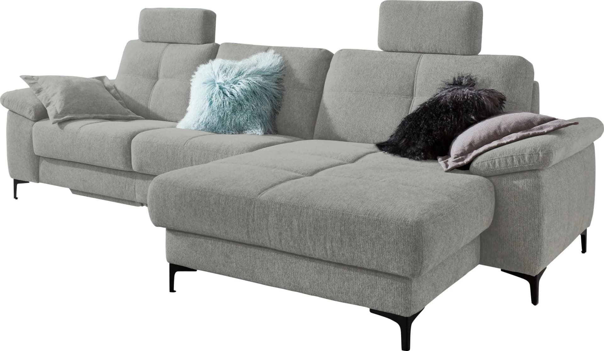 Ecksofa CARINA Burnaby L-Form Grau mit Schlaffunktion
