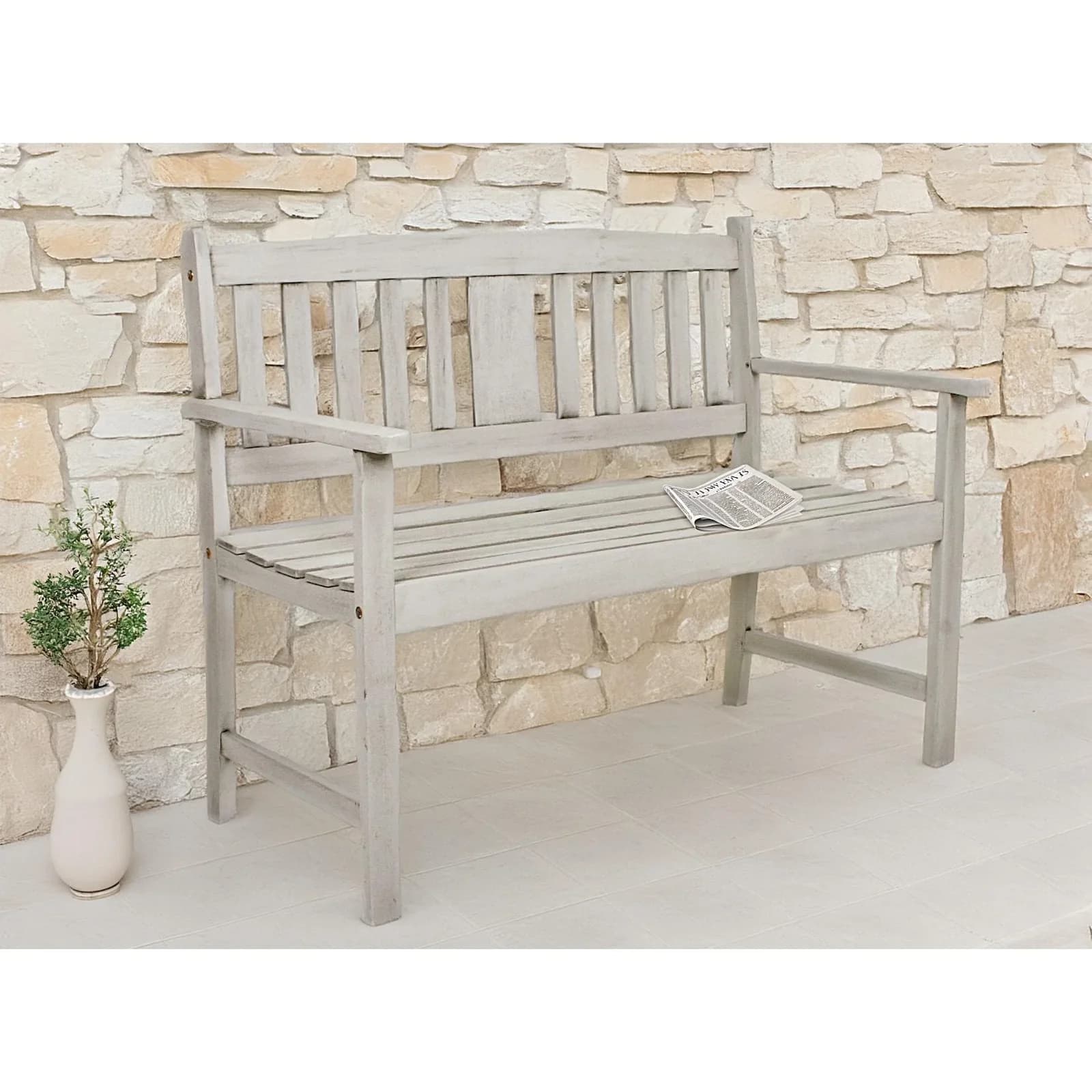 Garden Pleasure Gartenbank Stirling Grau Eukalyptus 2-Sitzer