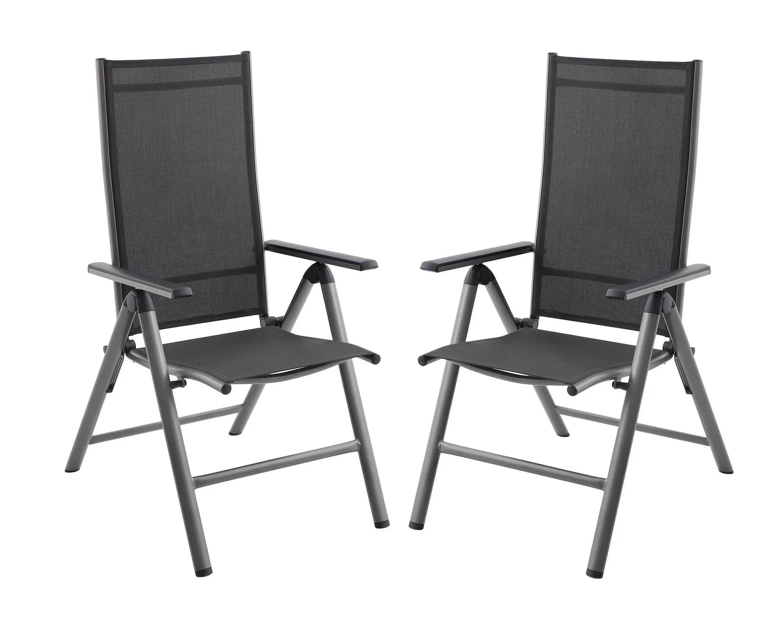 Gartenklappstuhl-Set Hochlehner Marla 2er Set Dunkelgrau/Schwarz