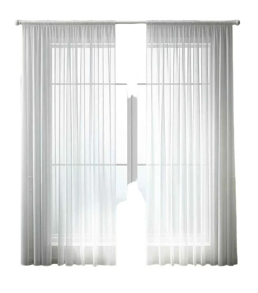 Gardinenbox Voile Gardine Weiß Transparent