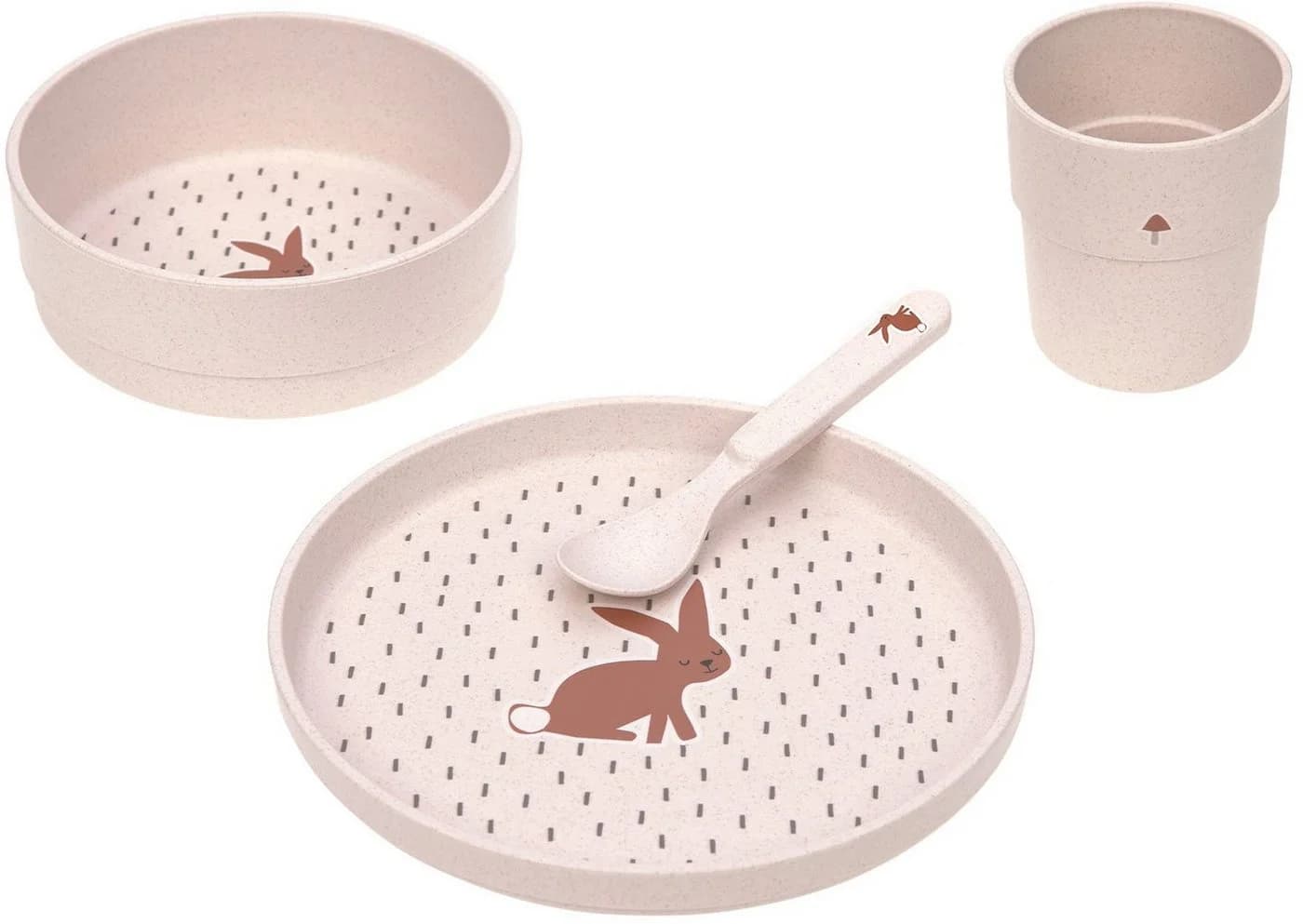 LÄSSIG Kindergeschirr-Set Little Forest Hase 4-tlg. Rosa Polypropylen