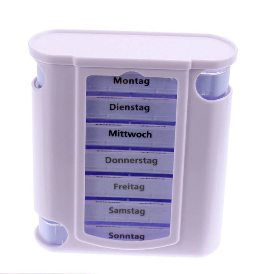 BigDean Pillendose 3er Set Weiss/Blau 7-Tage Boxen