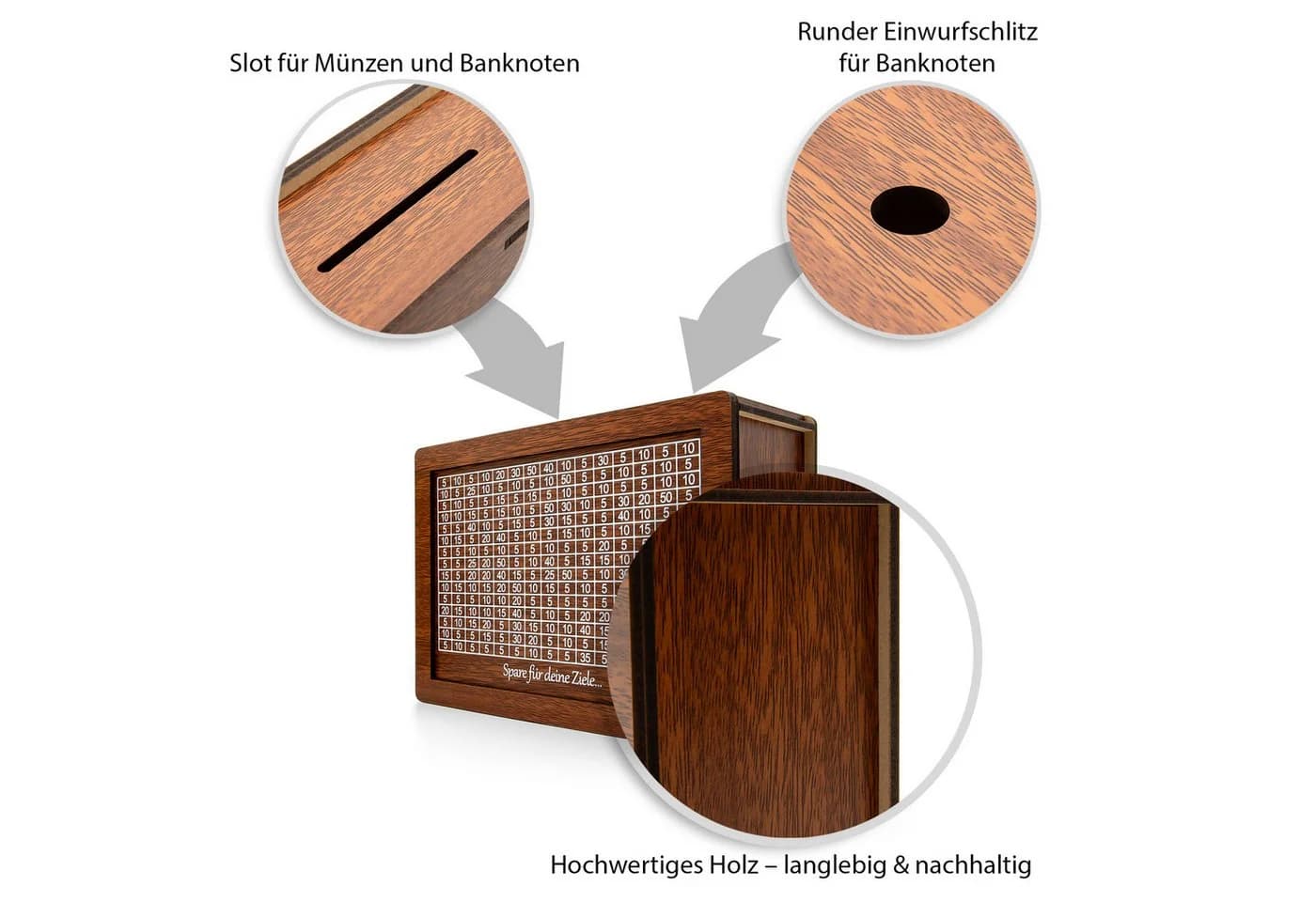 BigDean Spardose Holz 3000€ Sparbox