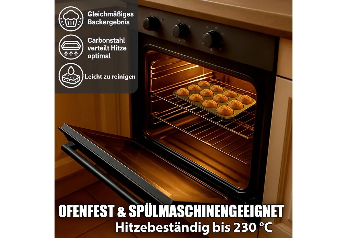 BigDean Muffinform 2er Set Antihaftbeschichtet Schwarz
