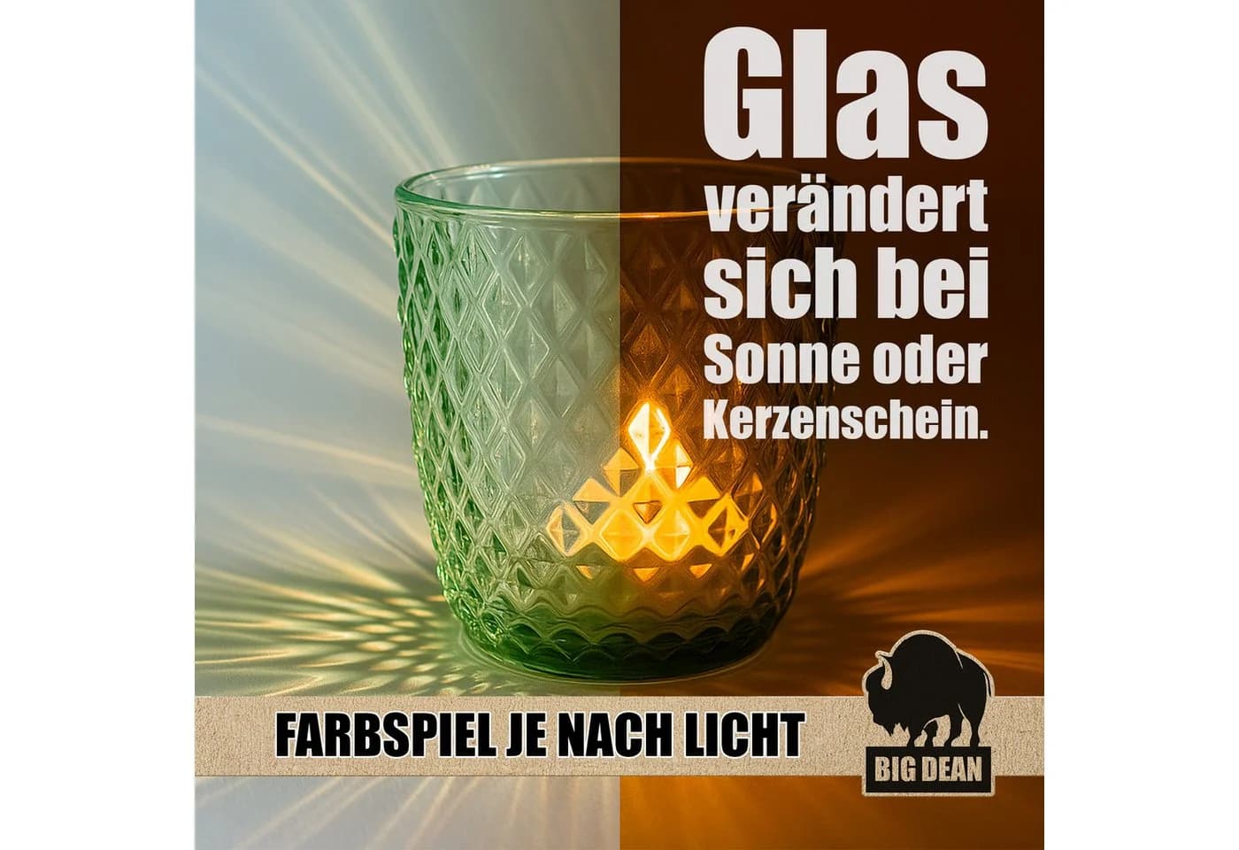 BigDean Teelichthalter Windlicht Glas grün 4er Set