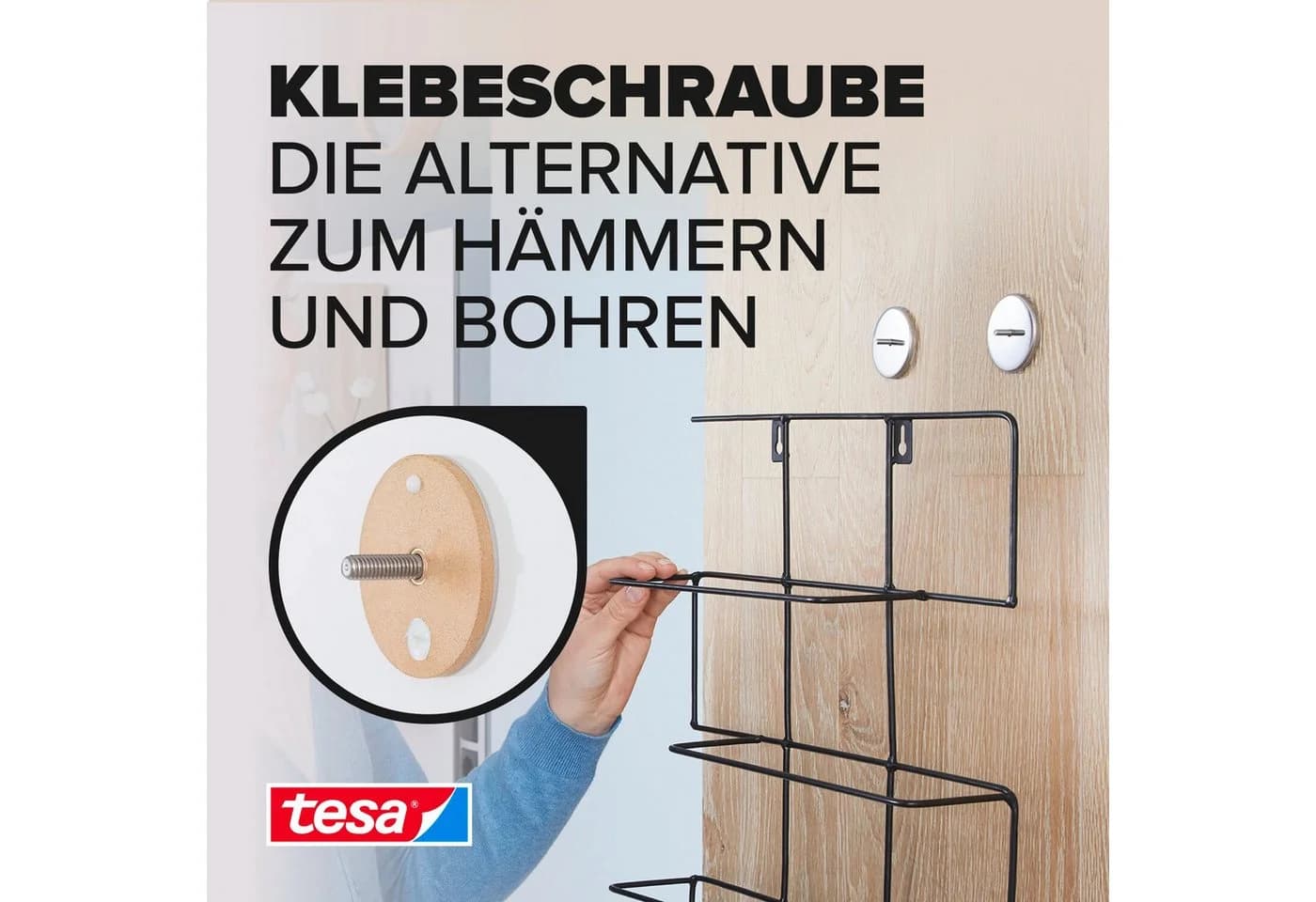 tesa Klebeschraube 2er Pack Silber Mauerwerk & Stein 5 kg Haltekraft