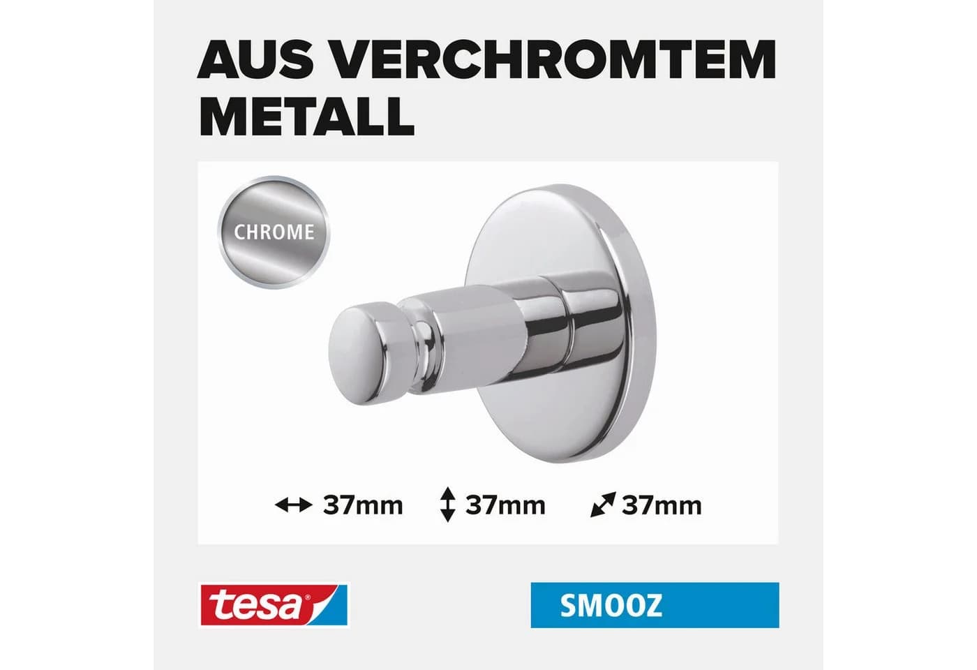 tesa SMOOZ Handtuchhaken ohne Bohren silber glänzend