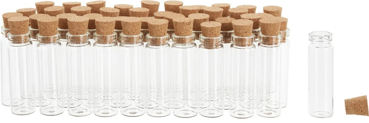 VBS XXL Mini Gläschen mit Korken, 42 Stück, Ø 1 cm