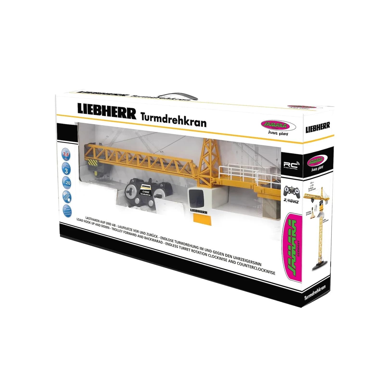 JAMARA RC-Kran Liebherr Turmdrehkran Gelb Fernsteuerung