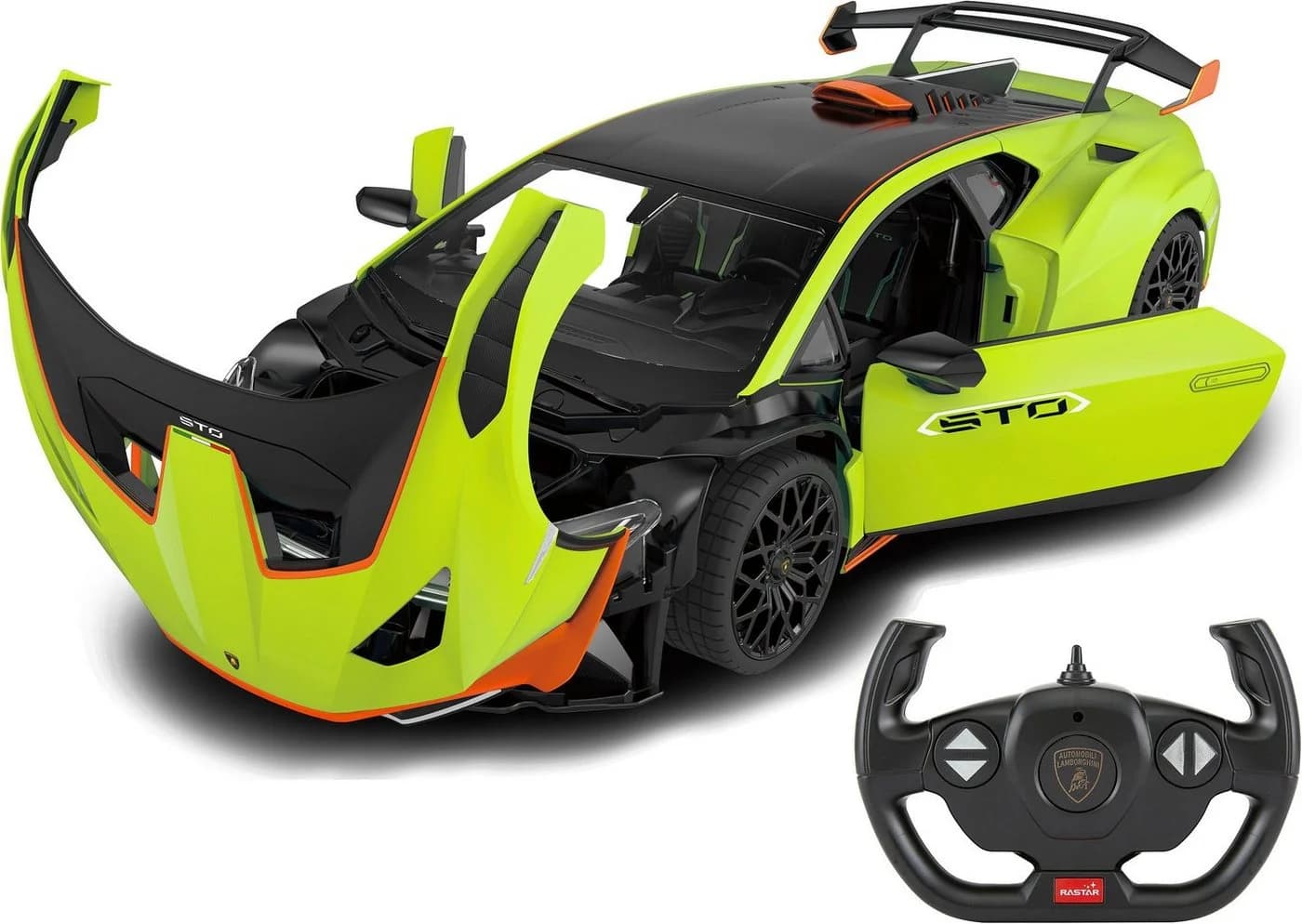 Jamara RC-Auto Deluxe Cars Lamborghini Huracán STO 1:14 grün mit LED-Lichtern