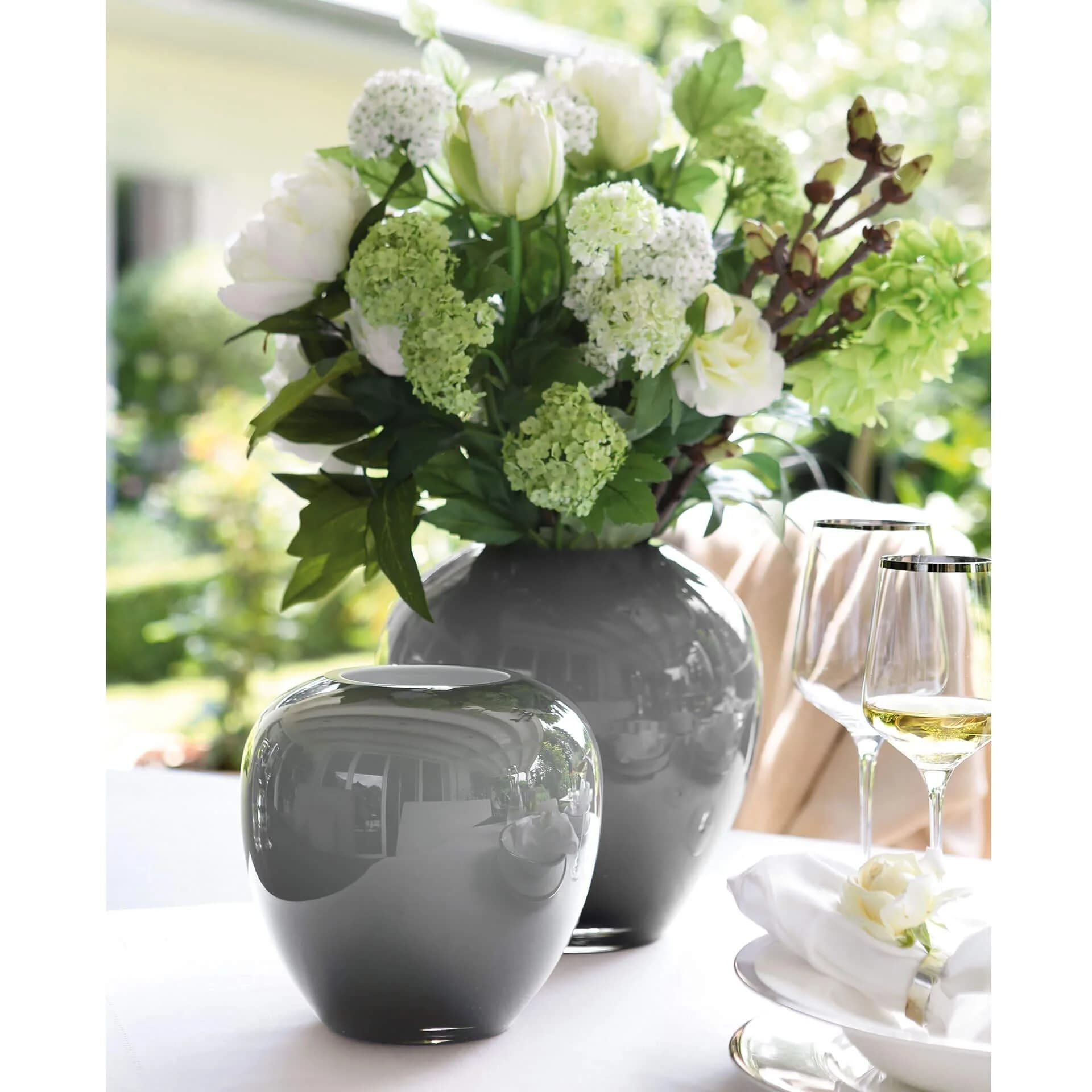 FINK Tischvase LOSONE grau opal Glas