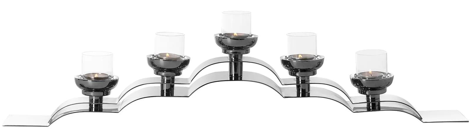 Fink Kerzenleuchter NUVOLA 5-flammig Edelstahl Glas silbern
