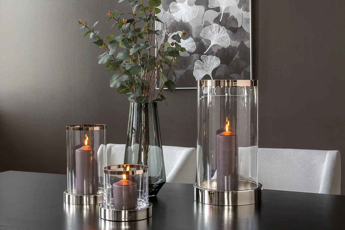 FINK Windlicht EMPIRE Silber Eisen Glas Kerzenhalter
