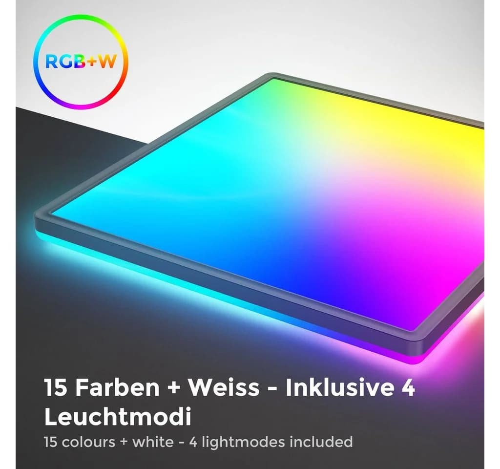 B.K.Licht LED Deckenleuchte RGBW LED Panel dimmbar 42x42cm ultraflach schwarz BKL1552