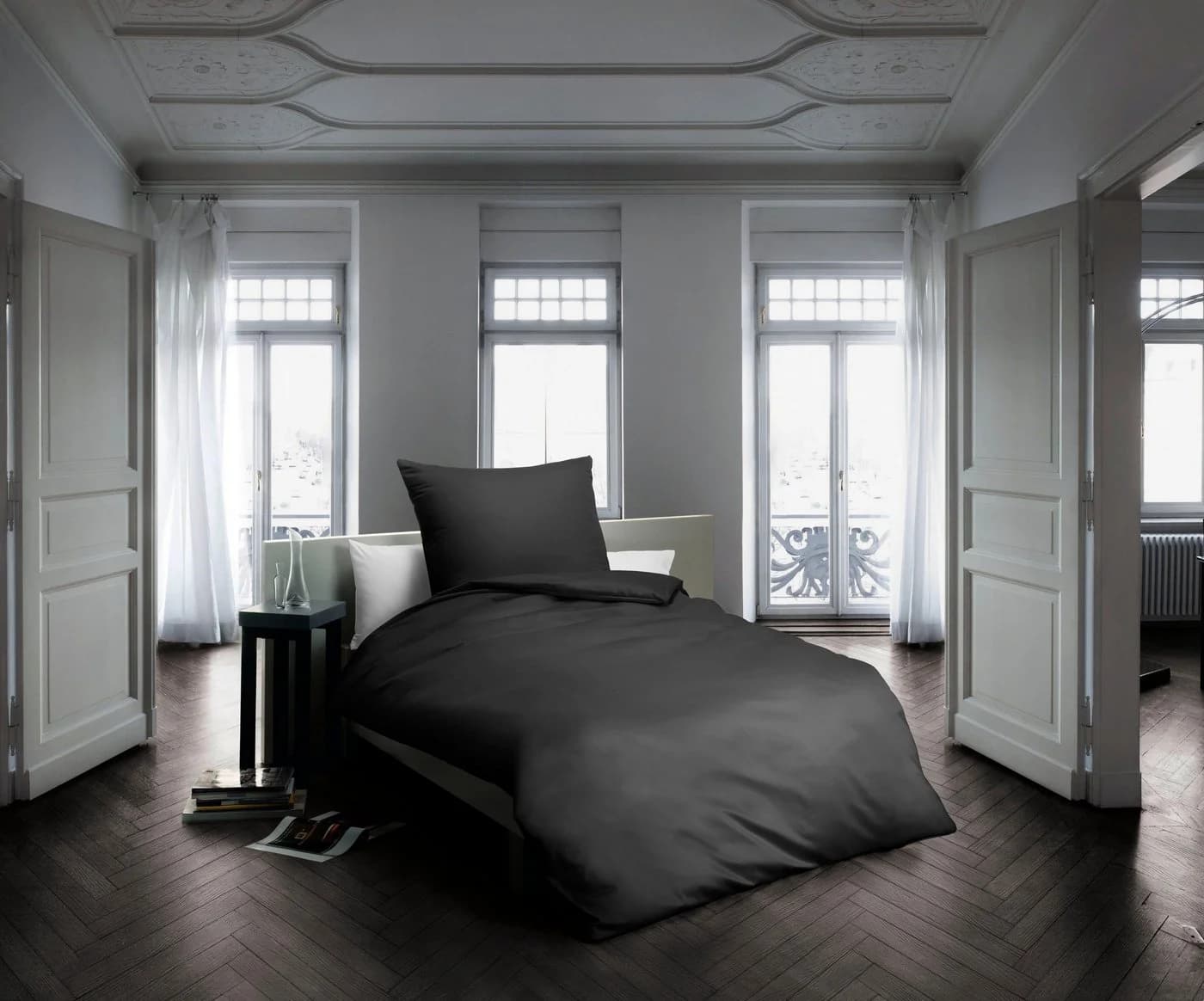 FLEURESSE Bettwäsche Colours Anthrazit Mako-Satin 100% Baumwolle