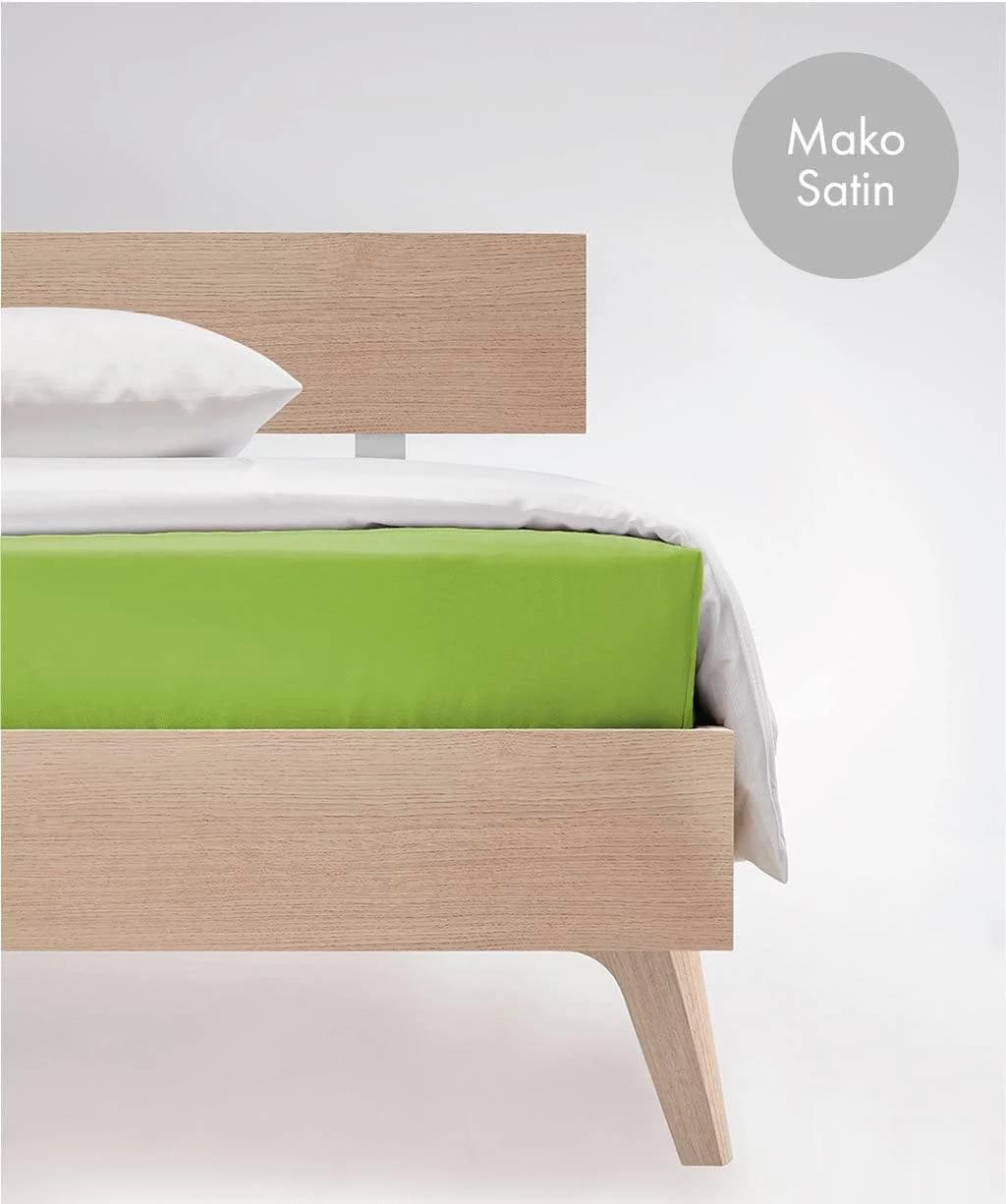 Fleuresse Spannbettlaken Mako-Satin Apfelgrün 100% Baumwolle