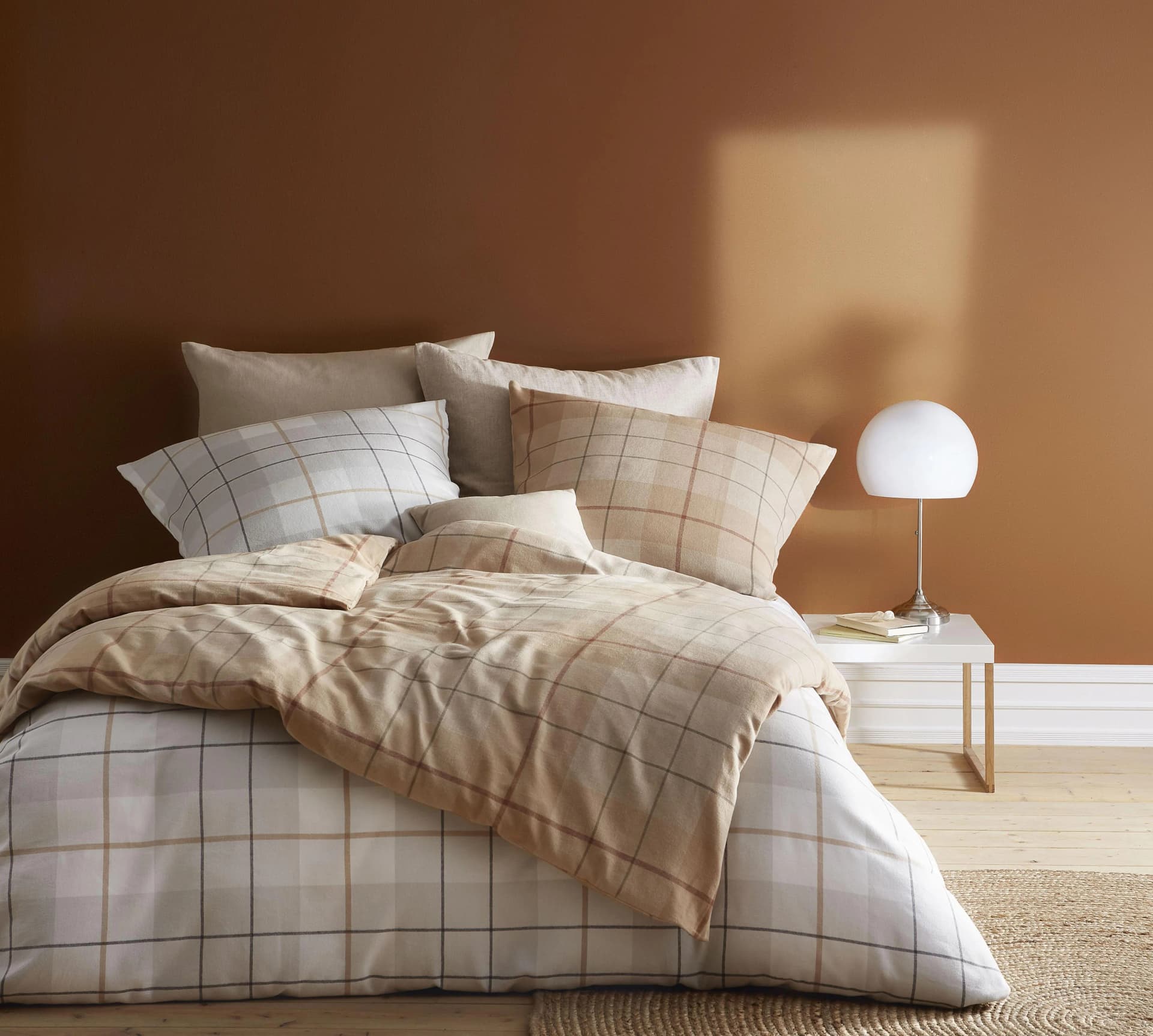 Fleuresse Bettwäsche Lech 4112 Flanell Kariert Beige