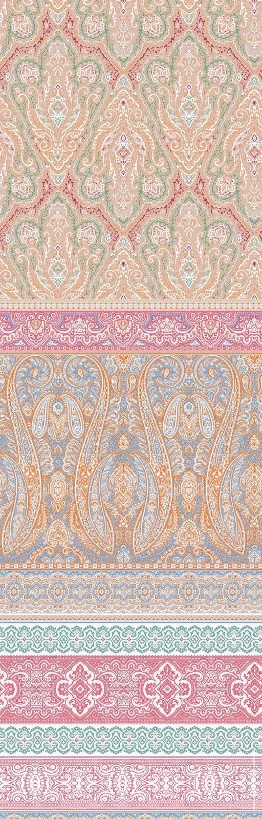 FLEURESSE Plaid Orange Blau Mako Satin Baumwolle Paisley